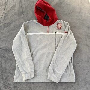 Mens Gray & Red Nike Arkansas Razorbacks Hoodie Sweatshirt Long Sleeve Size L